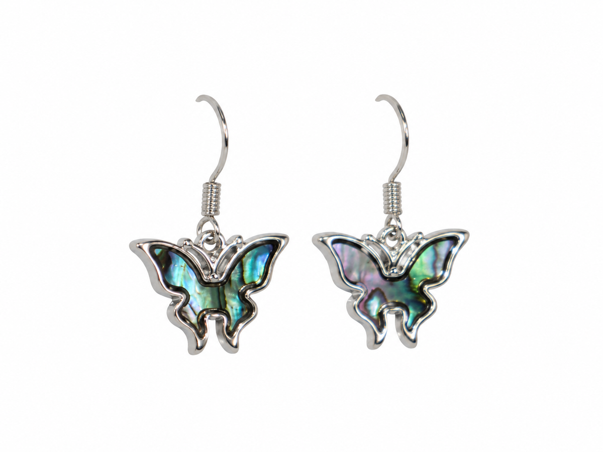 Pendientes Cortos de Mariposa con Concha de Abulón
