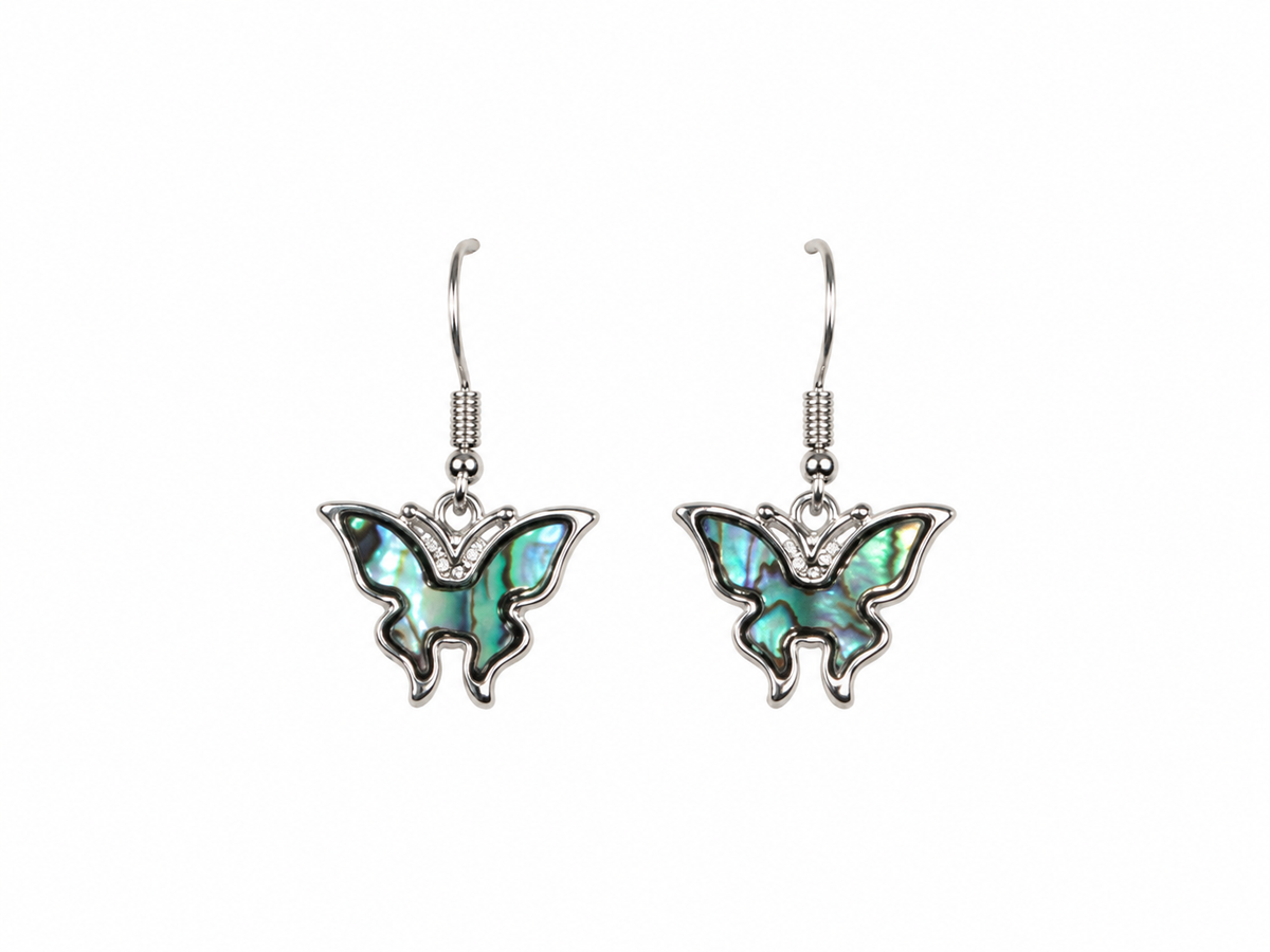 Pendientes Cortos de Mariposa con Concha de Abulón