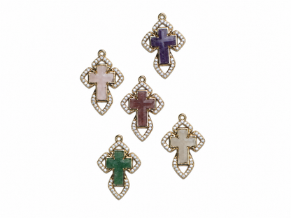 Dije Cruz de Piedra con Zirconia