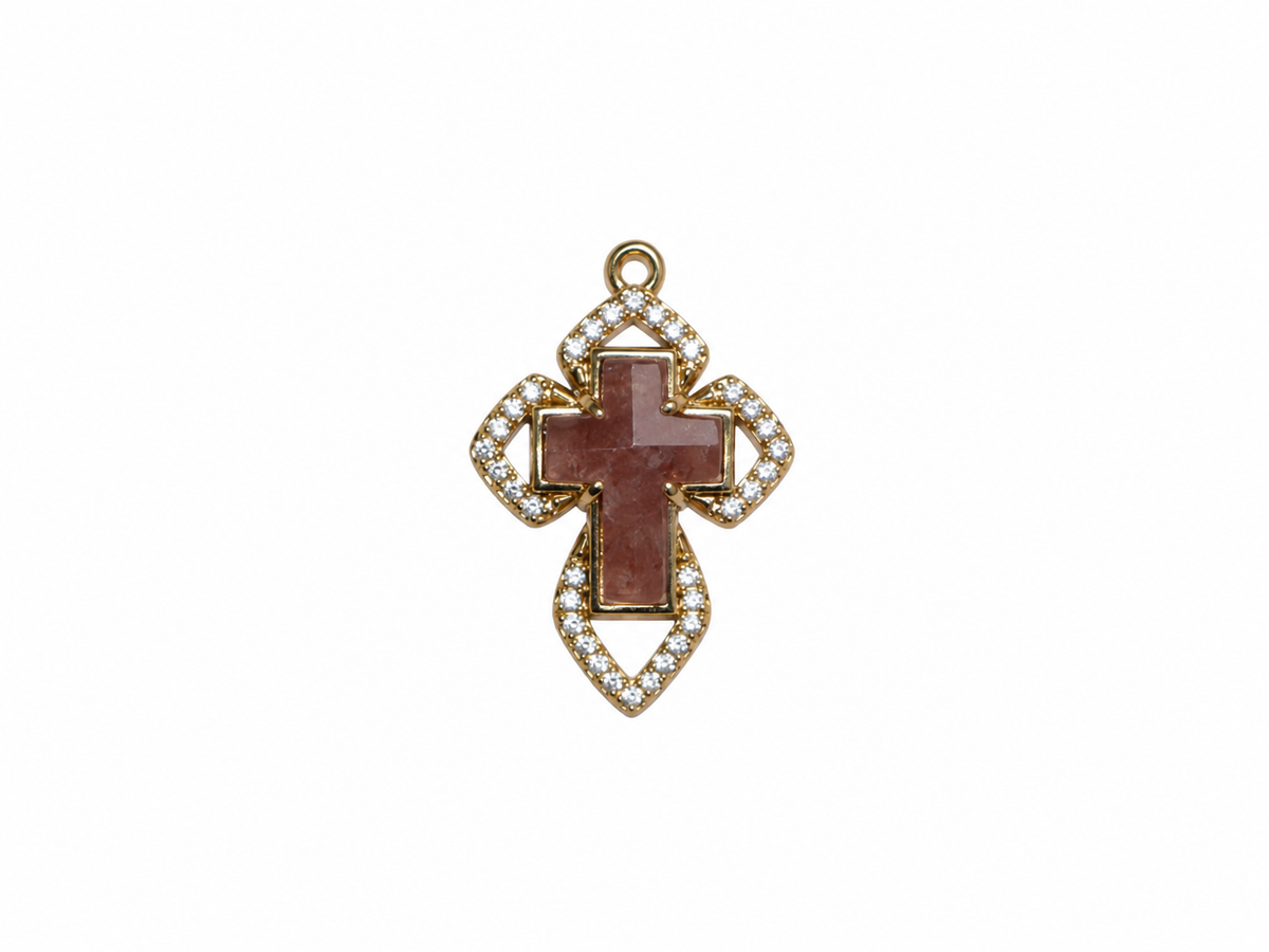 Dije Cruz de Piedra con Zirconia