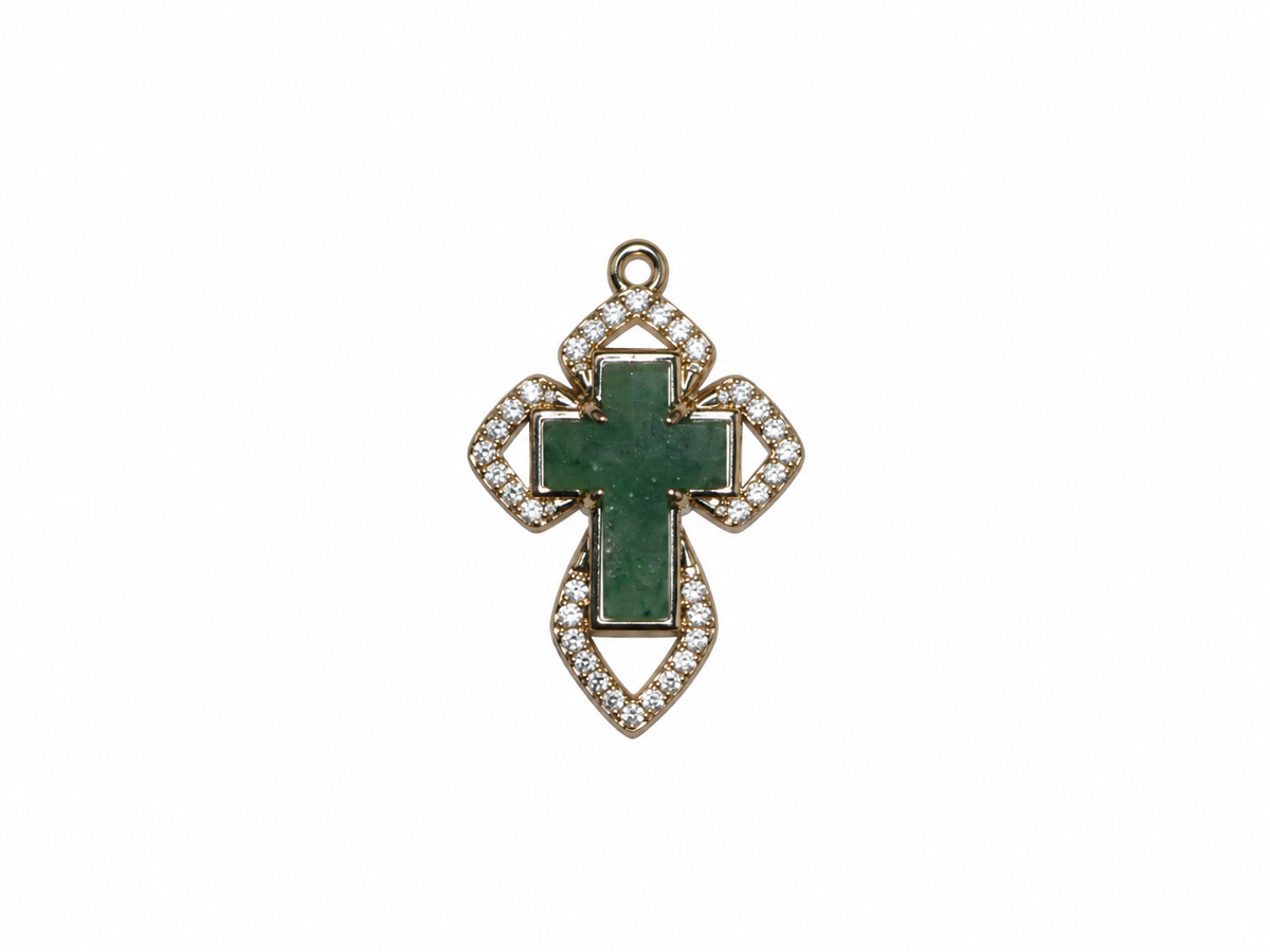 Dije Cruz de Piedra con Zirconia