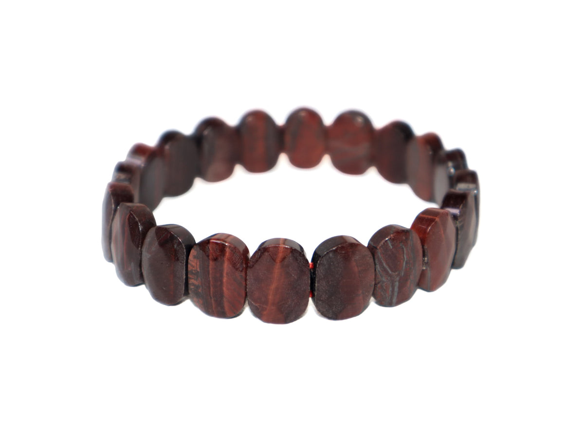Pulsera de Ojo de tigre rojo Corte Pastilla