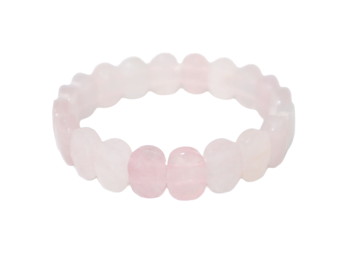 Pulsera de Cuarzo Rosa Corte Pastilla