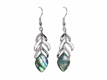 Pendientes Largos de Corazones con Concha de Abulón