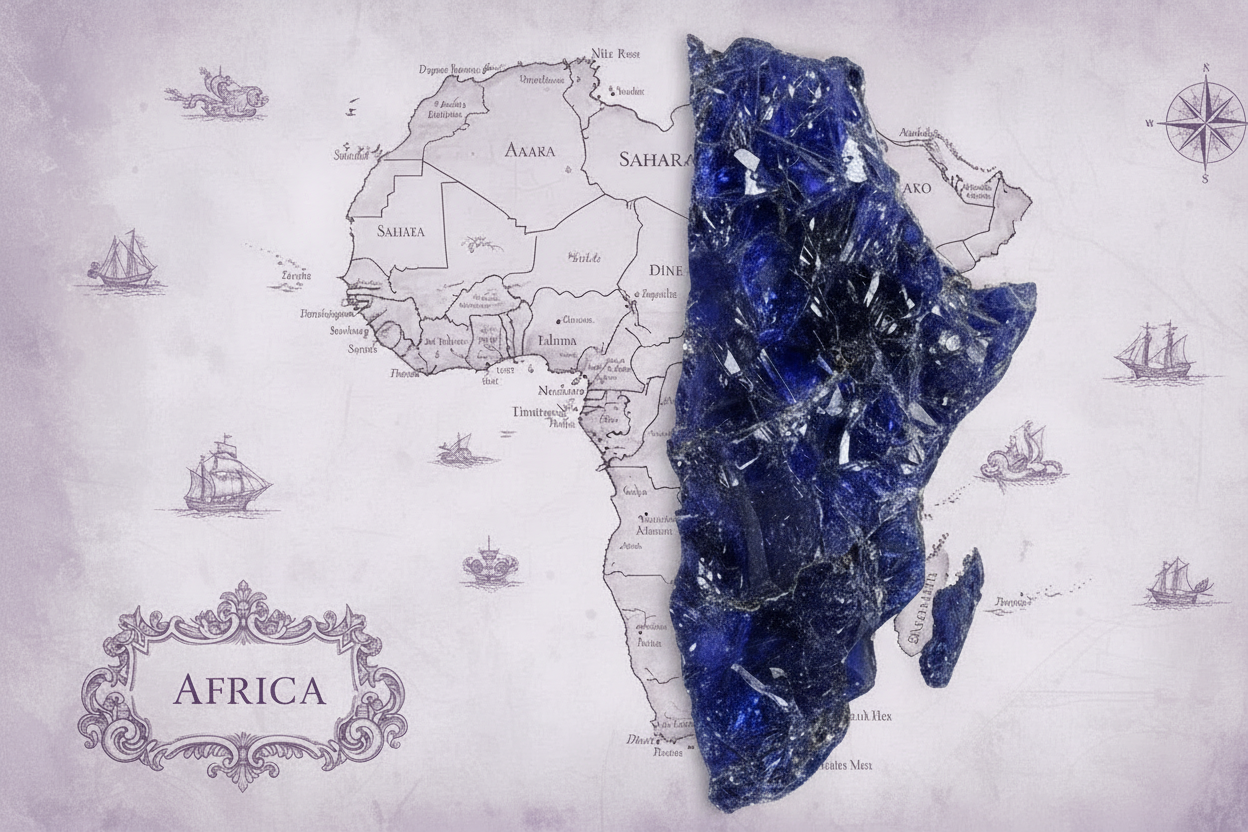 MAPA DEL CONTIENETE AFRICANO VINTAGE CON UN TENUE COLOR VIOLETA 